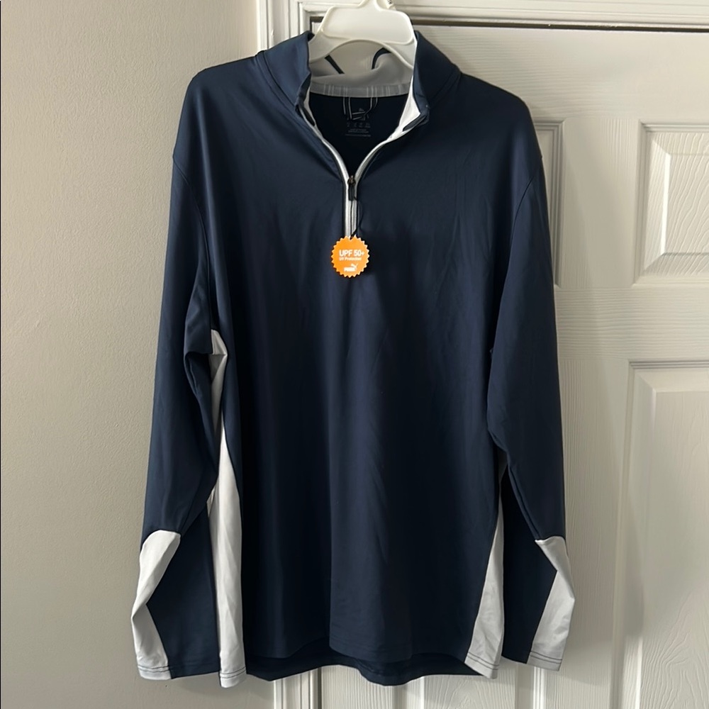 Navy and White Quarter-Zip Pullover